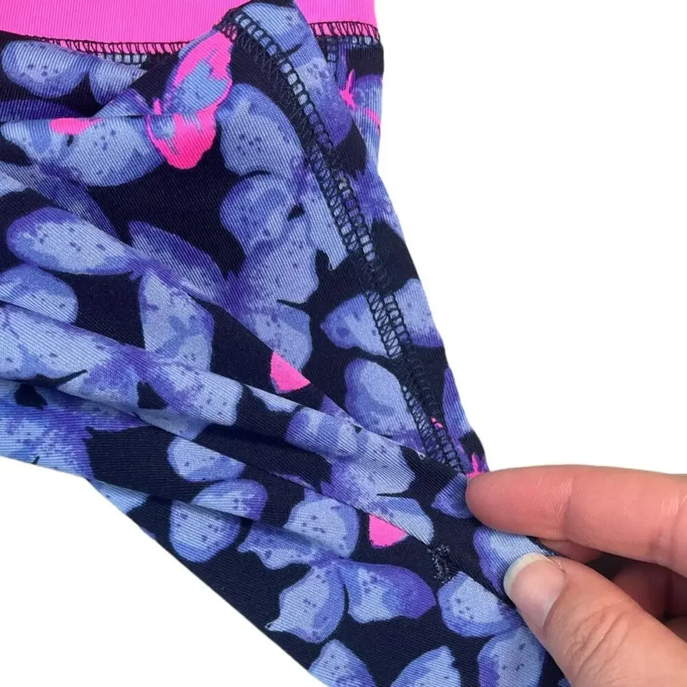 OshKosh B'gosh hot pink blue butterfly print active leggings girls size 10